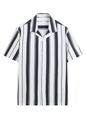 Zara Black & White Vertical Stripe Short-Sleeve Shirt